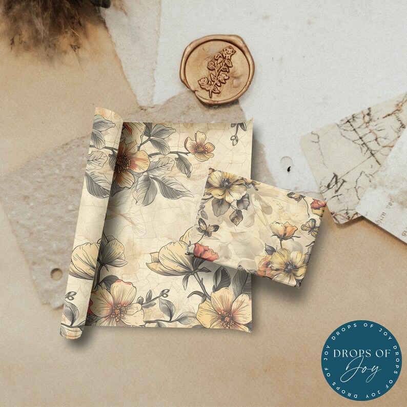 Vintage Floral Digital Paper – Scrapbook & Junk Journal (digital ...