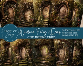 Fairy Woodland Doors Digital Paper – Junk Journal, Scrapbook (Digital Download)