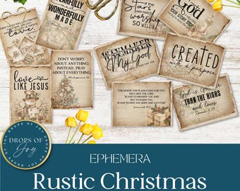 Rustic Christmas Faith Journal Cards – Christian Ephemera (Digital Download)