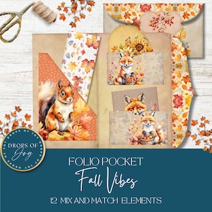 Fall Vibes Junk Journal Folio Pocket - Fall Ephemera - Printable Folio Kit - Autumn Printable - Autumn Folio Pocket - Pumpkin - Thanksgiving