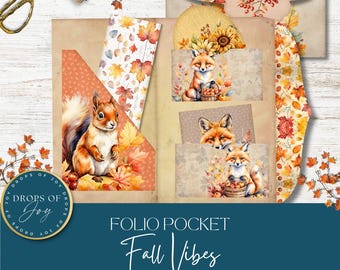 Fall Junk Journal Folio Kit – Autumn Ephemera, Printable Pocket (Digital Download)