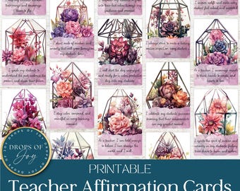 Teacher Affirmation Cards | Inspirational Educator Messages (Digital Download)
