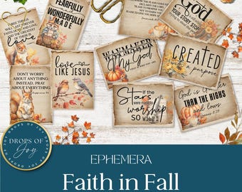 Fall Faith Journal Cards – Christian Ephemera, Autumn Scrapbooking (Digital Download)