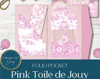 Christmas Toile de Jouy Junk Journal Kit – Pink Festive Ephemera (Digital Download)