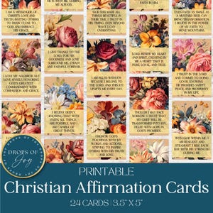 Cartes d'affirmation chrétienne | Notes inspirantes de Faith | Jeu de cartes floral | Cartes bibliques | Affirmations chrétiennes quotidiennes | Verset biblique