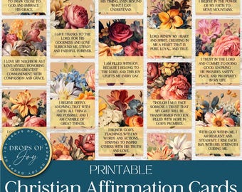 Floral Christian Affirmation Cards | Bible Verse, Faith Notes (Digital Download)
