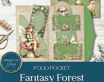 Skräpjournal-kit med fantasiskog – Sagolikt ephemera (digital nedladdning)