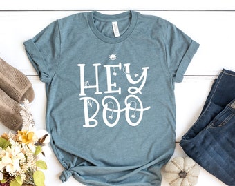 Maglietta di Halloween Hey Boo, maglietta unisex con fantasma