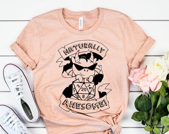 Dungeons and Dragons Shirt, Naturally Awesome, DnD shirt, gift for dungeons master, Cute D&D Shirt, Geek shirt,D20 shirt, RPG Player Gamer