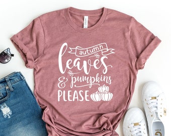 T-shirt Autumn Leaves & Pumpkins Please, grafisch T-shirt herfst