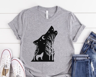 Howling Wolf T-Shirt, Wildlife Animals Tee, Wolf Lover Gift