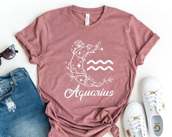 Aquarius Zodiac T-Shirt, Mystical Astrology Tee, Birthday Gift