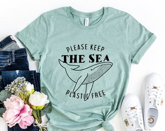 Keep the Sea Plastic Free Whale Shirt, Environmental Tee