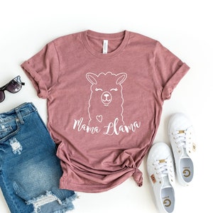 Mama Llama Shirt for Mom for Mother's Day - Funny Graphic Tees for Women - Mama T Shirt for Mothers Day Gift - Funny Llama Shirt for Women