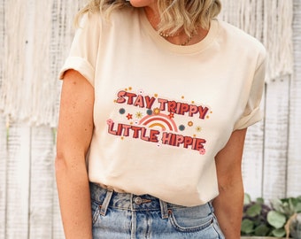 Camiseta hippie Stay Trippy, camiseta retro boho