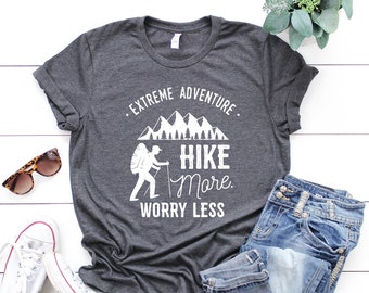 Hiking Shirt, Hike More Worry Less shirt, adventure camping shirt, outdoors, wanderlust shirt, arrows, Backpacking shirt, Nature shirt