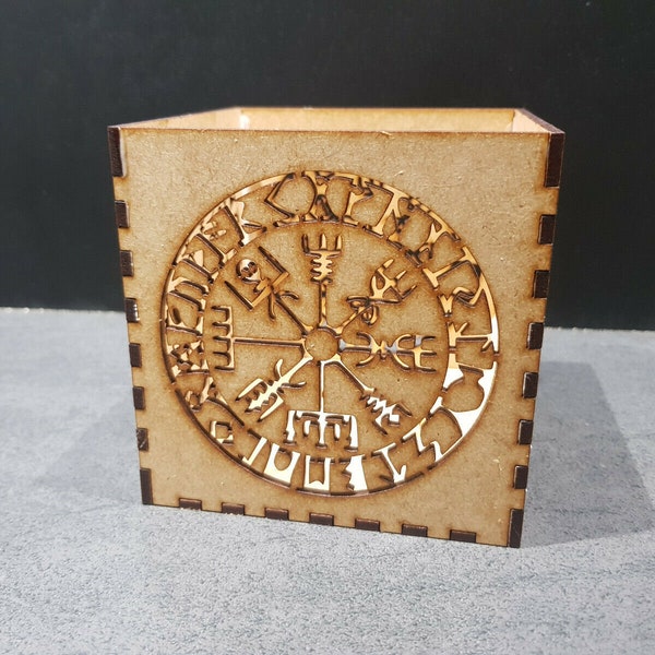 Vegvisir Tealight Holder Candlestick Vikings witch magic witchy wicca runes algiiz fehu protection