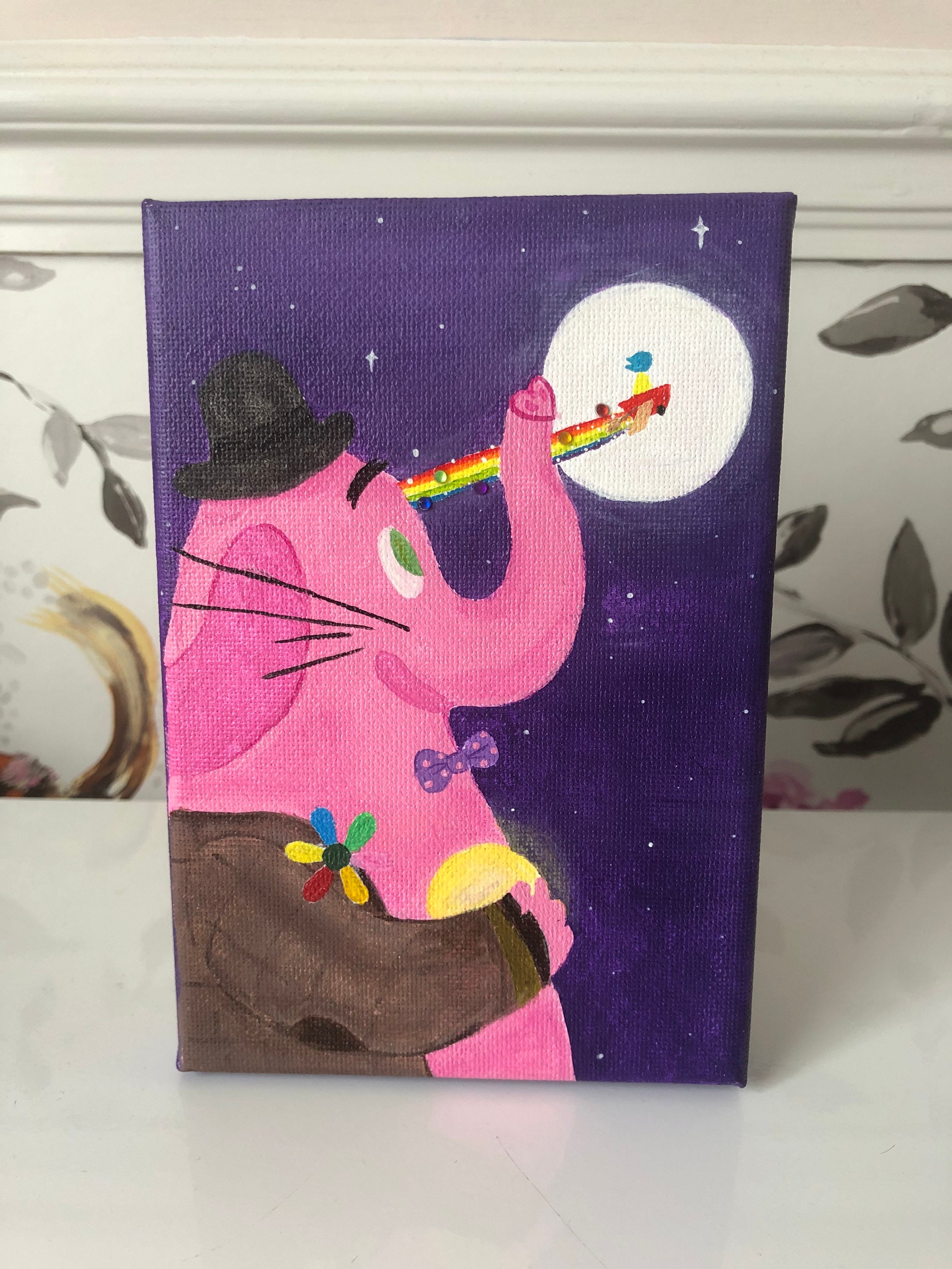 Hand Painted Disney Inspired Canvas With Gems Mickey Mouse Etsy