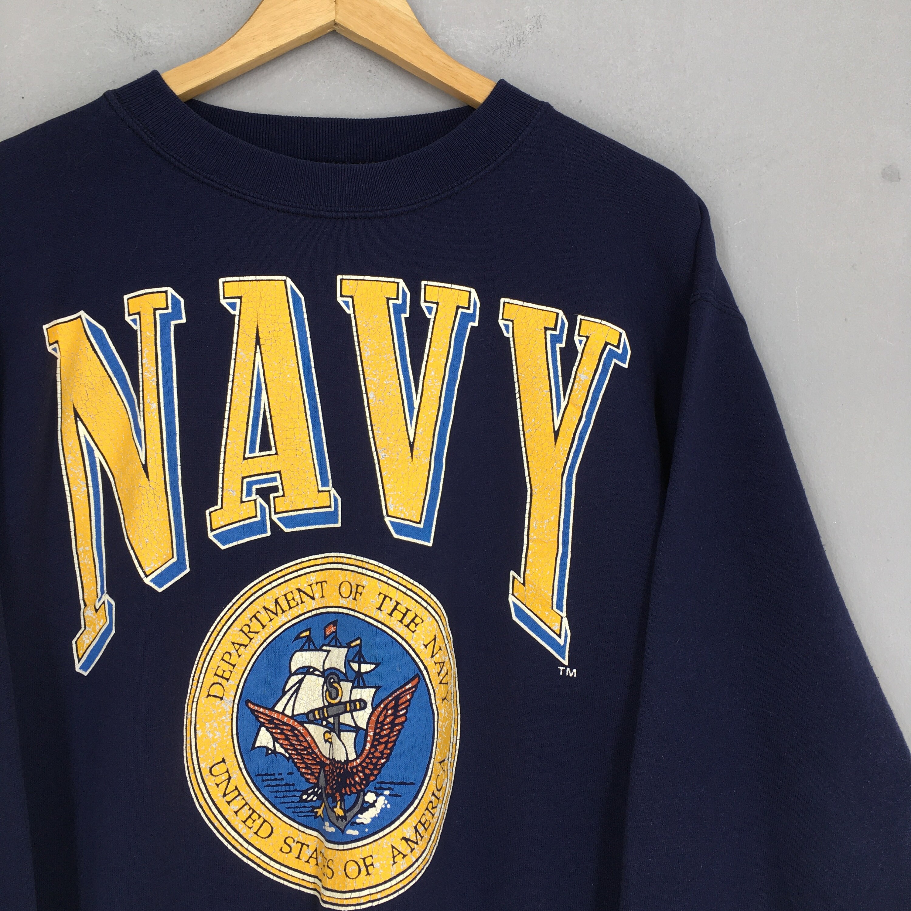 Vintage 90s United States Navy Blue Sweatshirt Large United Etsy
