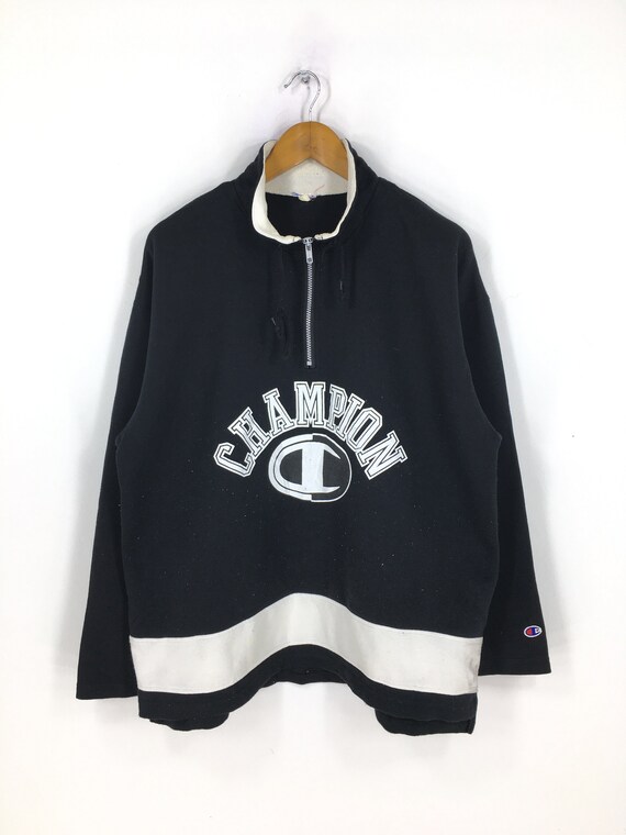 Champion Spell Out Black Jumper Women Large Vintag