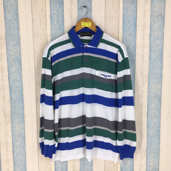 Gianni Valentino Polo Shirt Striped Large Vintage
