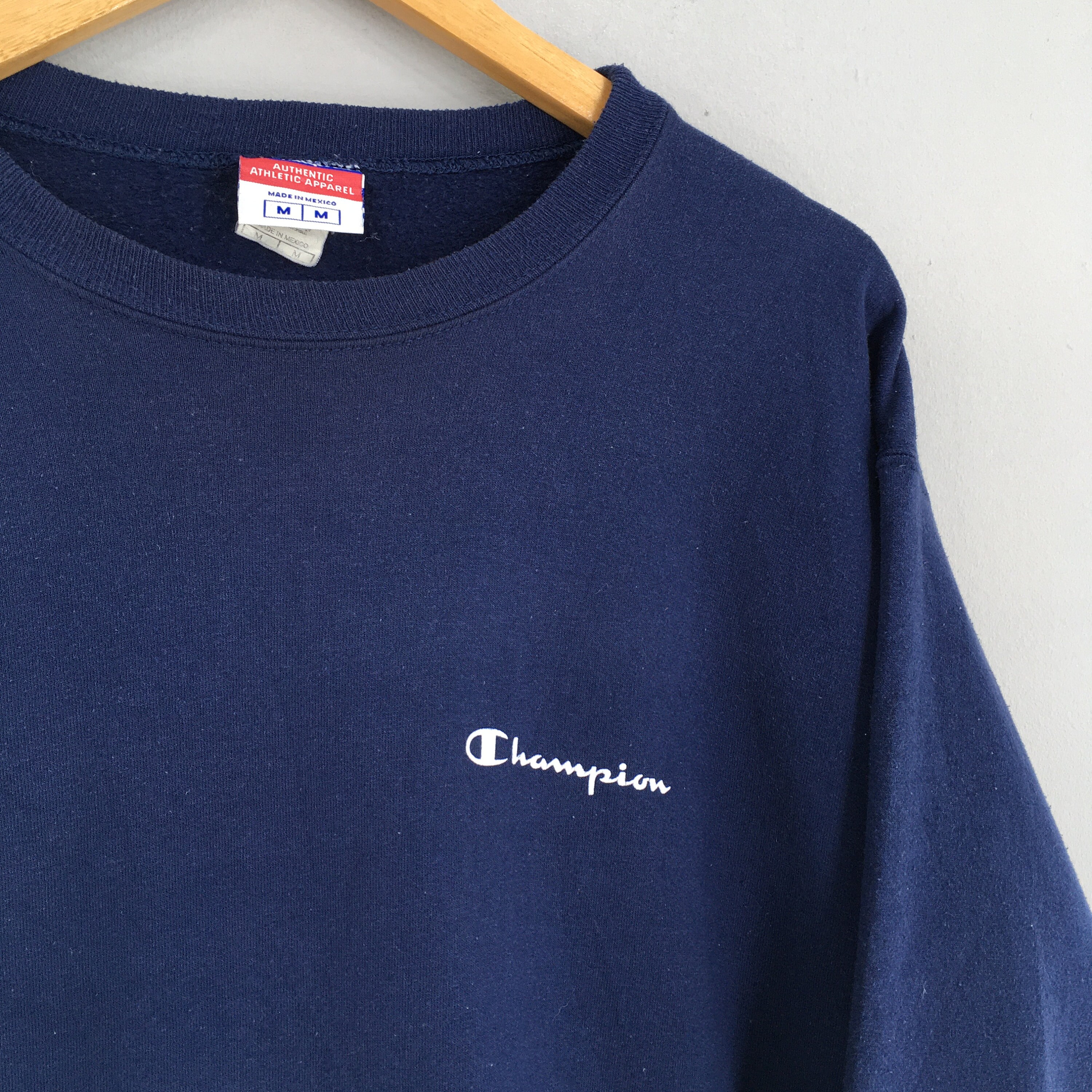 Vintage Champion Script Logo Blue Sweatshirt Medium 90s - Etsy