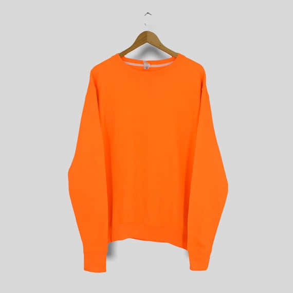 Vintage Plain Mill Tex Orange Sweatshirt Jumper Large Sportswear