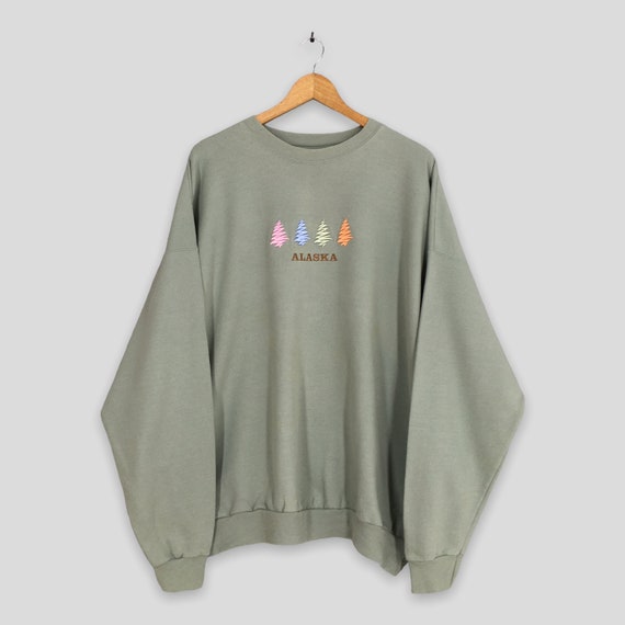Vintage Y2K Alaska US State Green Sweatshirt XXLa… - image 1