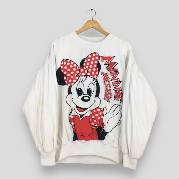 Vintage 90s Minnie Mouse White Sweatshirt XLarge … - image 1