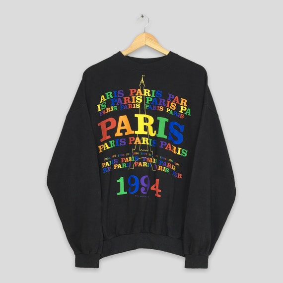 Vintage 90s Paris France Eiffel Tower Sweatshirt … - image 1