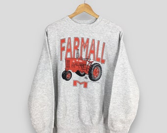 Vintage 90s Farmall Tractor Gray Sweatshirt Large Farmall Tractor Graphics Printed Farming Printed Crewneck American Tractor Sweater Size L