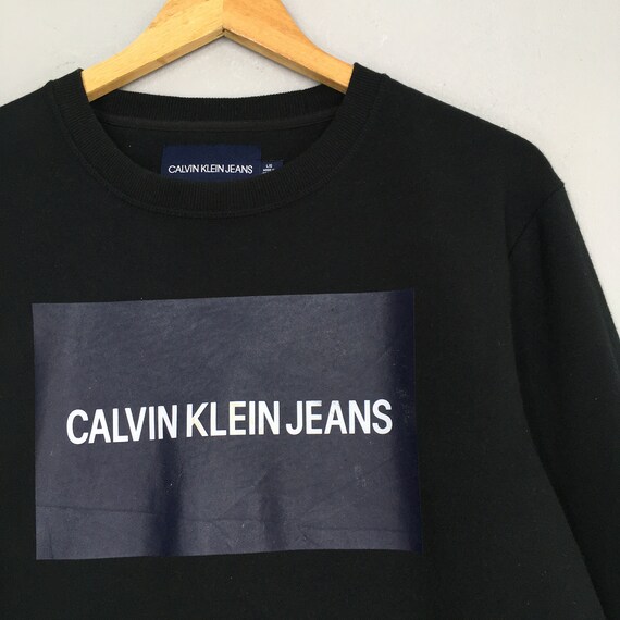 Vintage Calvin Klein Jeans Black Sweatshirt Large Ck Jeans Spell