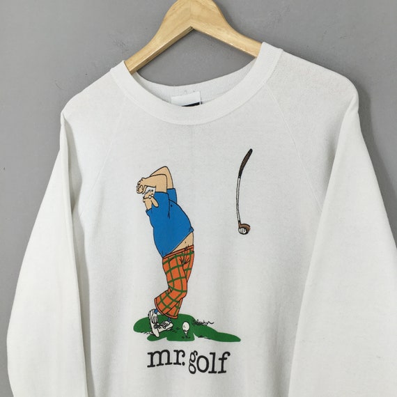 Vintage 1990s Mr Golf White Sweatshirt XLarge Pri… - image 3