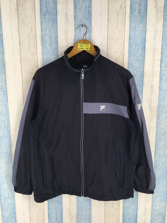 Vintage Fila Windbreaker Black Jacket Medium 90's Fila | Etsy