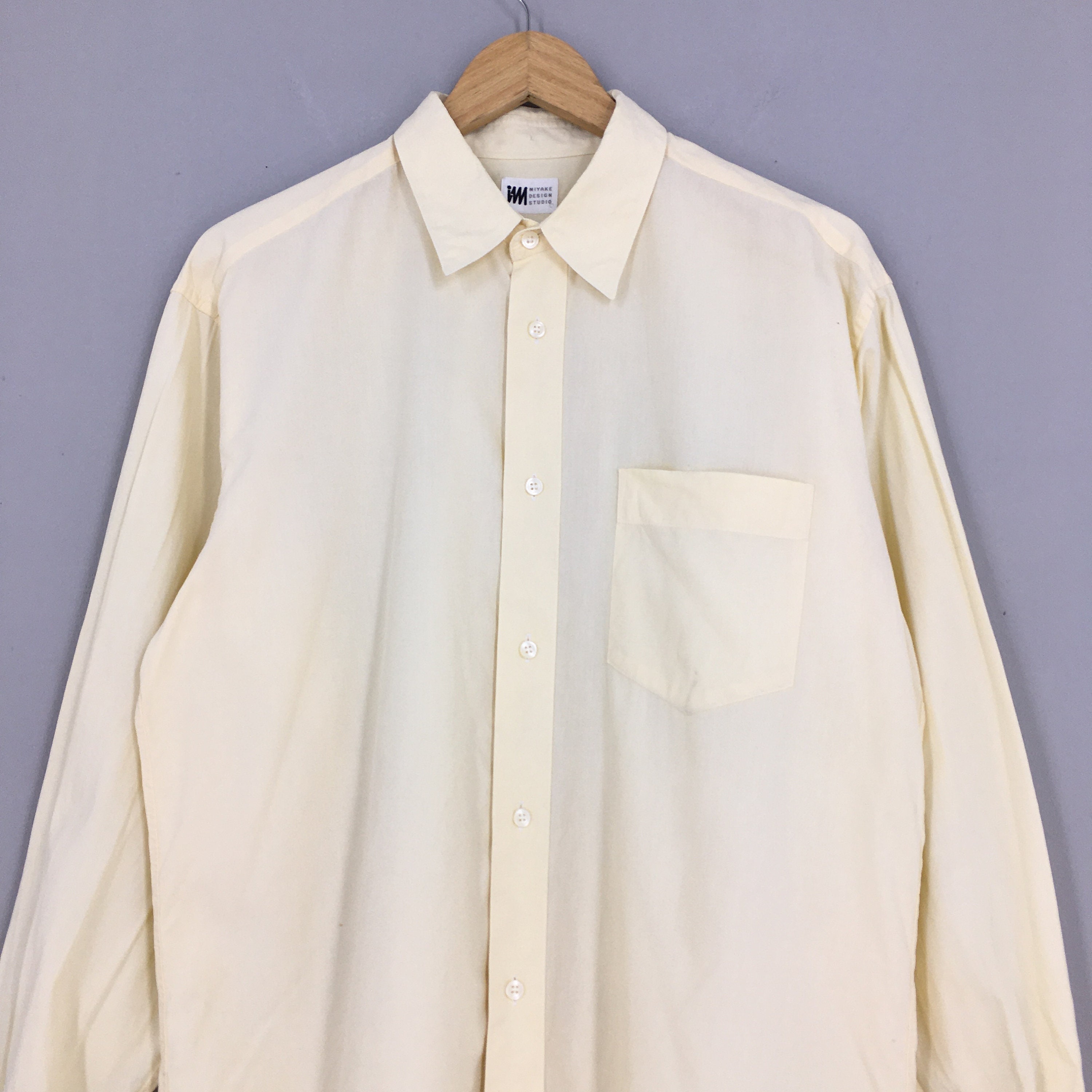 Vintage jaren 90 Issey Miyake IM Product Design Studios Gestreept Button Shirt Kleding Gender-neutrale kleding volwassenen Tops & T-shirts Oxfords 