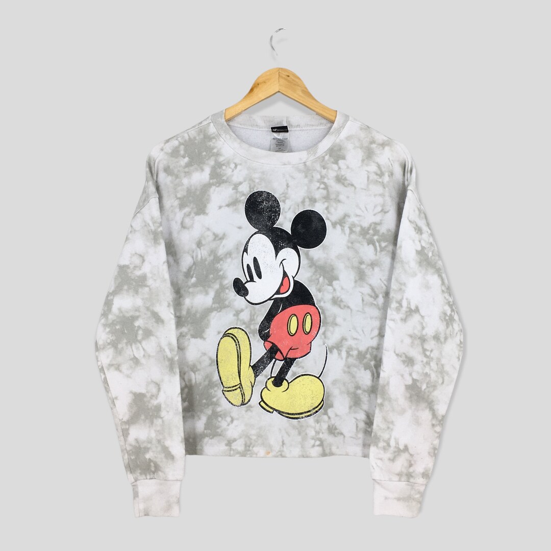 Vintage Mickey Mouse Tie Dye Crop Top Sweatshirt Xsmall Mickey Mouse ...