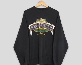 Vintage Frostbite Cafe Minneapolis Black Sweatshirt Xlarge Minneapolis  Frostbite Cafe Printed Pullover Minneapolis Millers Usa Crewneck XL