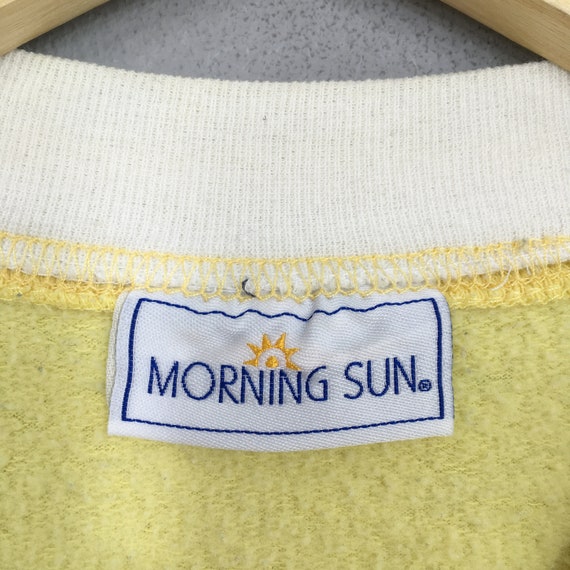 Vintage 90s Morning Sun Birds Yellow Sweatshirt M… - image 5