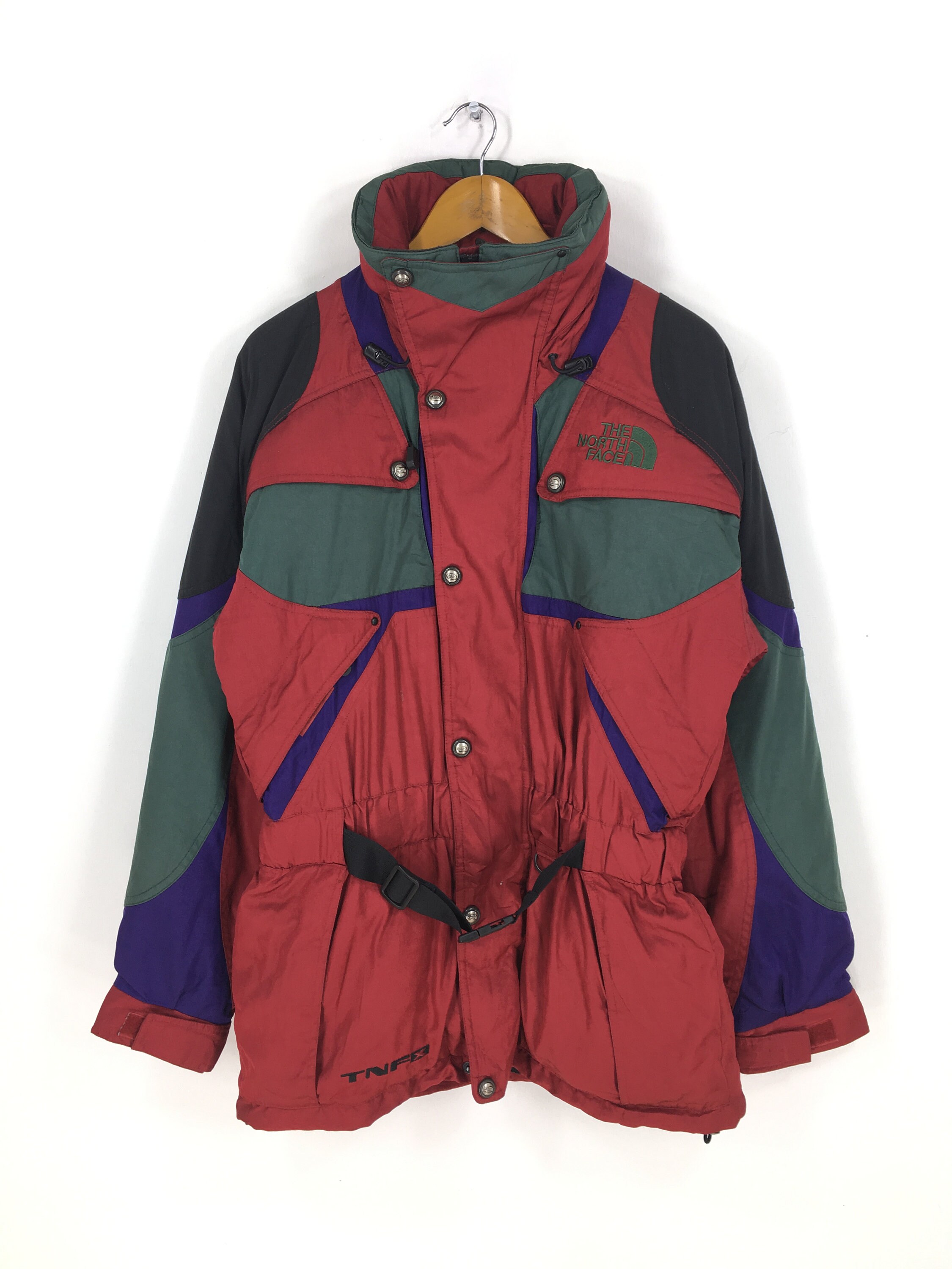 The North Face Jacket Colorblock Red Ski Wear Hoodie Mens Medium Vintage North Face Hooded North Face Skiing Jacket Bomber Size M