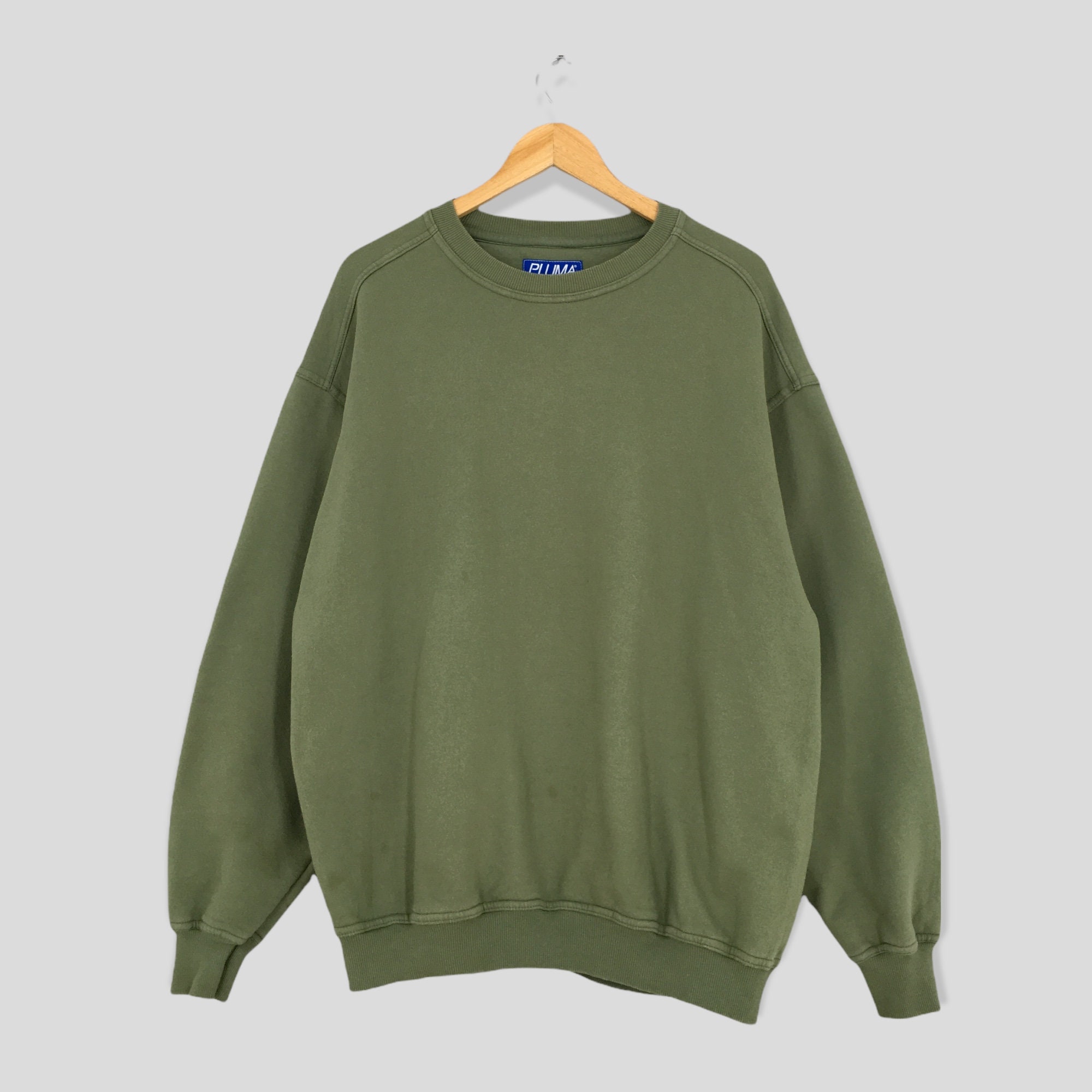 Vintage 90s Pluma Outdoor Plain Green Sweatshirt XLarge Pluma Plain Crewneck Jumper Pluma by Russell Athletic Sweater Size XL