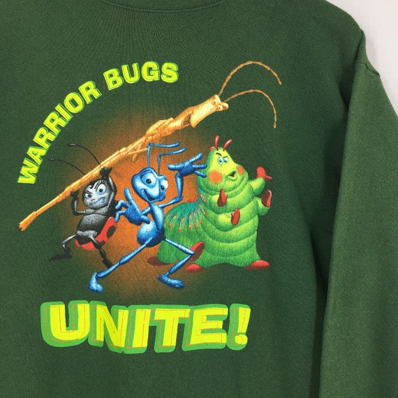 Vintage 1998 A Bug's Life Green Sweatshirt Small … - image 2