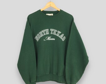 vintage University North Texas sweat XL grand pull brodé North Texas North Texas Mean vert Ncaa pull Texas pull taille XL