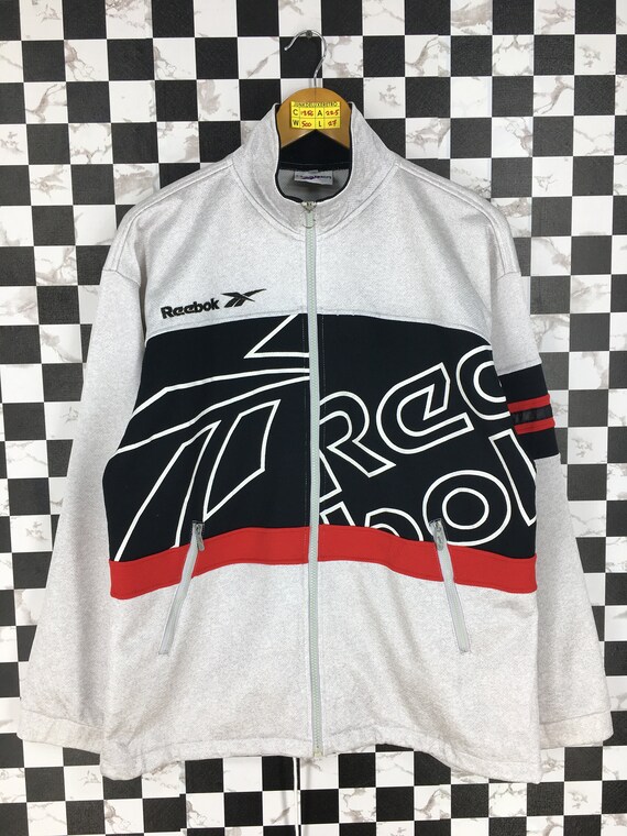 Vintage Reebok Track Top Jacket Large Gray 1990's