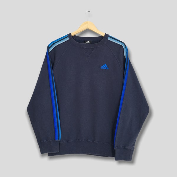 Vintage Adidas Equipment Sweater Unisex Medium Blue Adidas Three Stripes Sportswear Crewneck Jumper Adidas Sweatshirt Size M