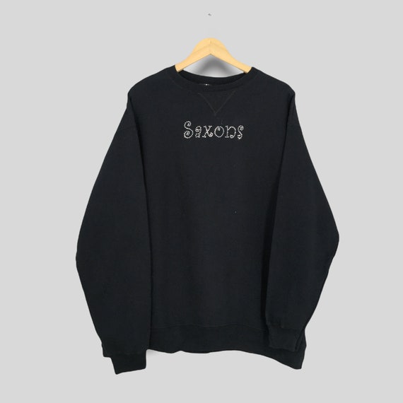 Vintage 90s Saxons Germanic Peoples Black Sweatshirt Large Saxons