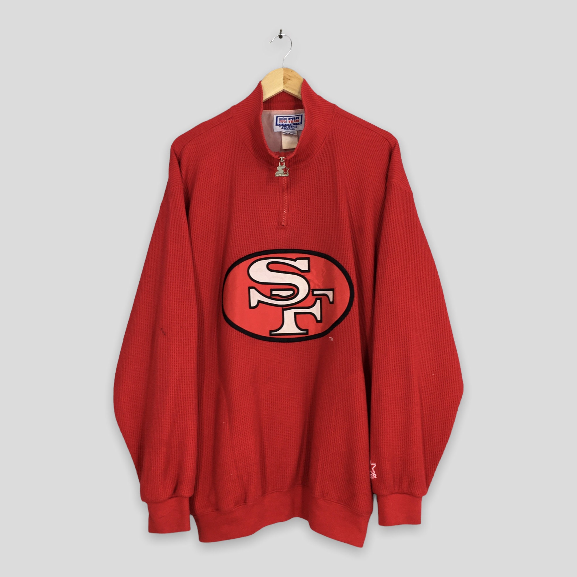Vintage 49ERS San Francisco NFL Red Sweatshirt Large San Francisco 49ers  NFL Crewneck Forty Niners Jumper SF 49ERS Crewneck Zip up Size L 