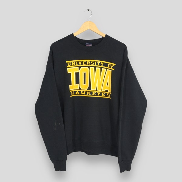 Vintage Iowa Hawkeyes Football Ncaa Sweatshirt XLarge Iowa Hawkeyes Printed Crewneck University Of Iowa Jumper Iowa College Black Sweater XL