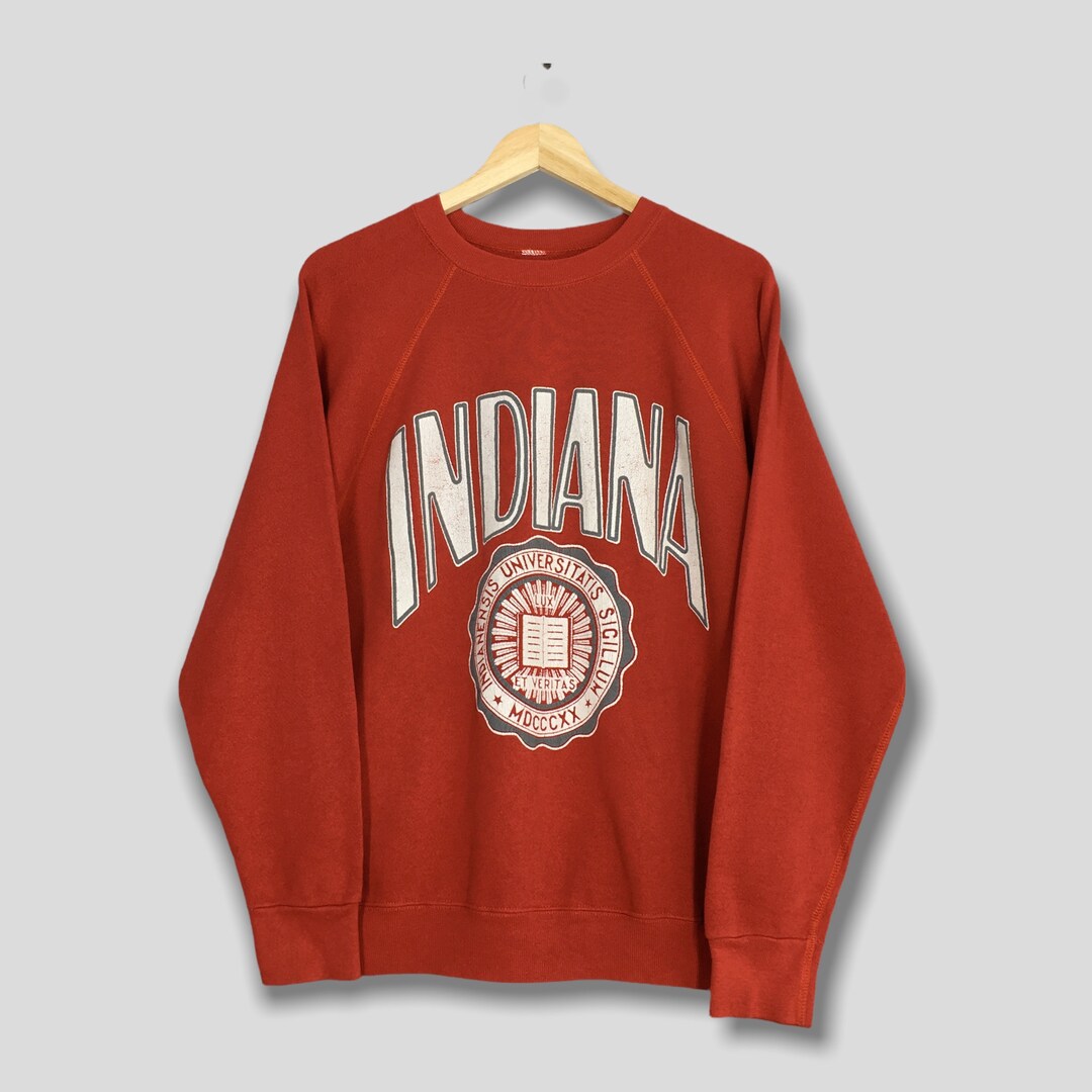 Vintage Indiana University Red Sweatshirt Medium Indianensis Universitatis Sigillum Sweater ...
