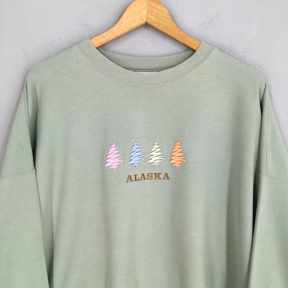 Vintage Y2K Alaska US State Green Sweatshirt XXLa… - image 2