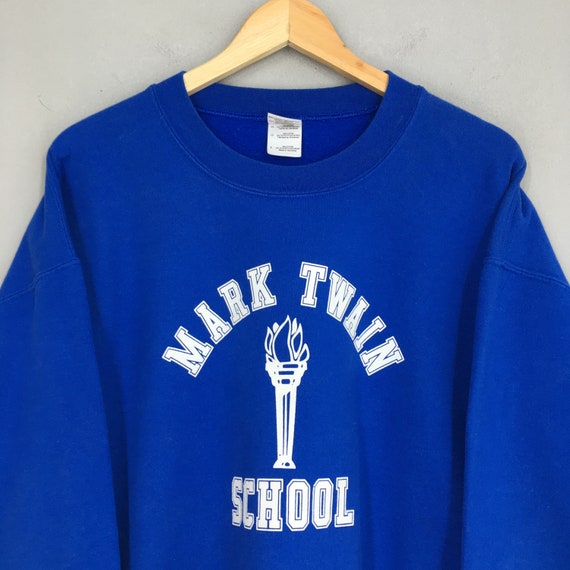 Vintage Mark Twain School Blue Sweatshirt Large M… - image 2